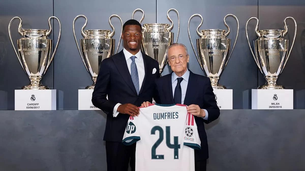 İSPANYOL EKİBİ REAL MADRİD, DAHA ÖNCE ANLAŞMAYA VARILDIĞINI DUYURDUĞU DENZEL DUMFRİES İLE 4 YILLIK SÖZLEŞME İMZALADI.